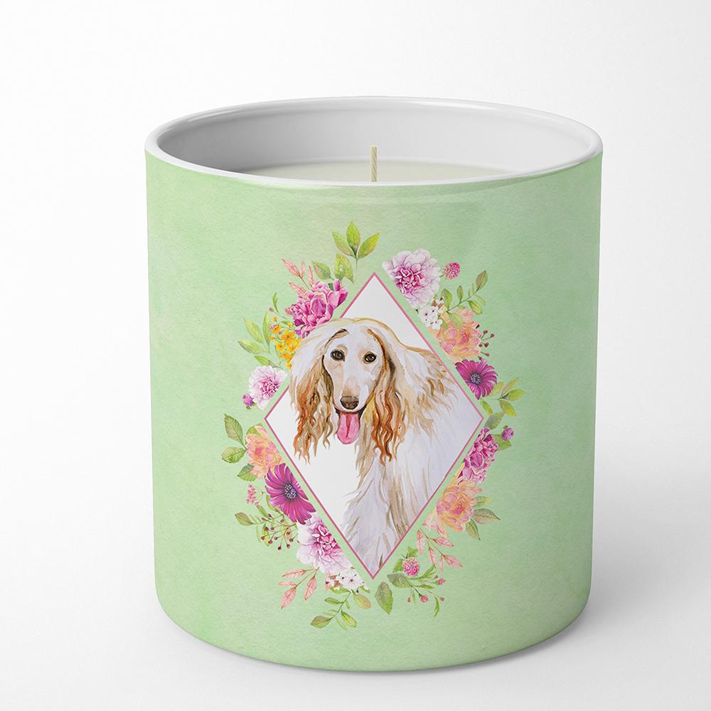 Afghan Hound Green Flowers 10 oz Decorative Soy Candle CK4270CDL by Caroline's Treasures
