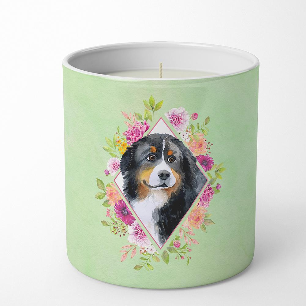 Bernese Mountain Dog Green Flowers 10 oz Decorative Soy Candle CK4278CDL by Caroline's Treasures