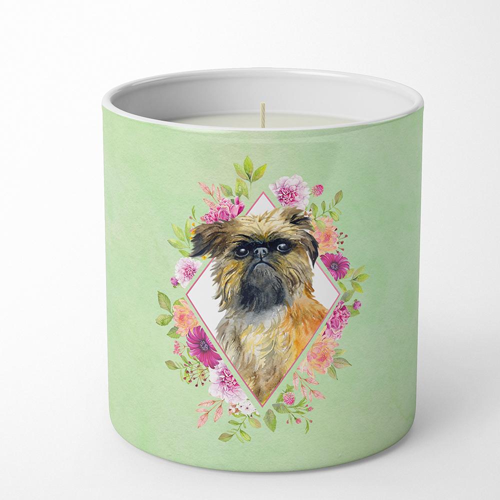 Brussels Griffon Green Flowers 10 oz Decorative Soy Candle CK4283CDL by Caroline's Treasures