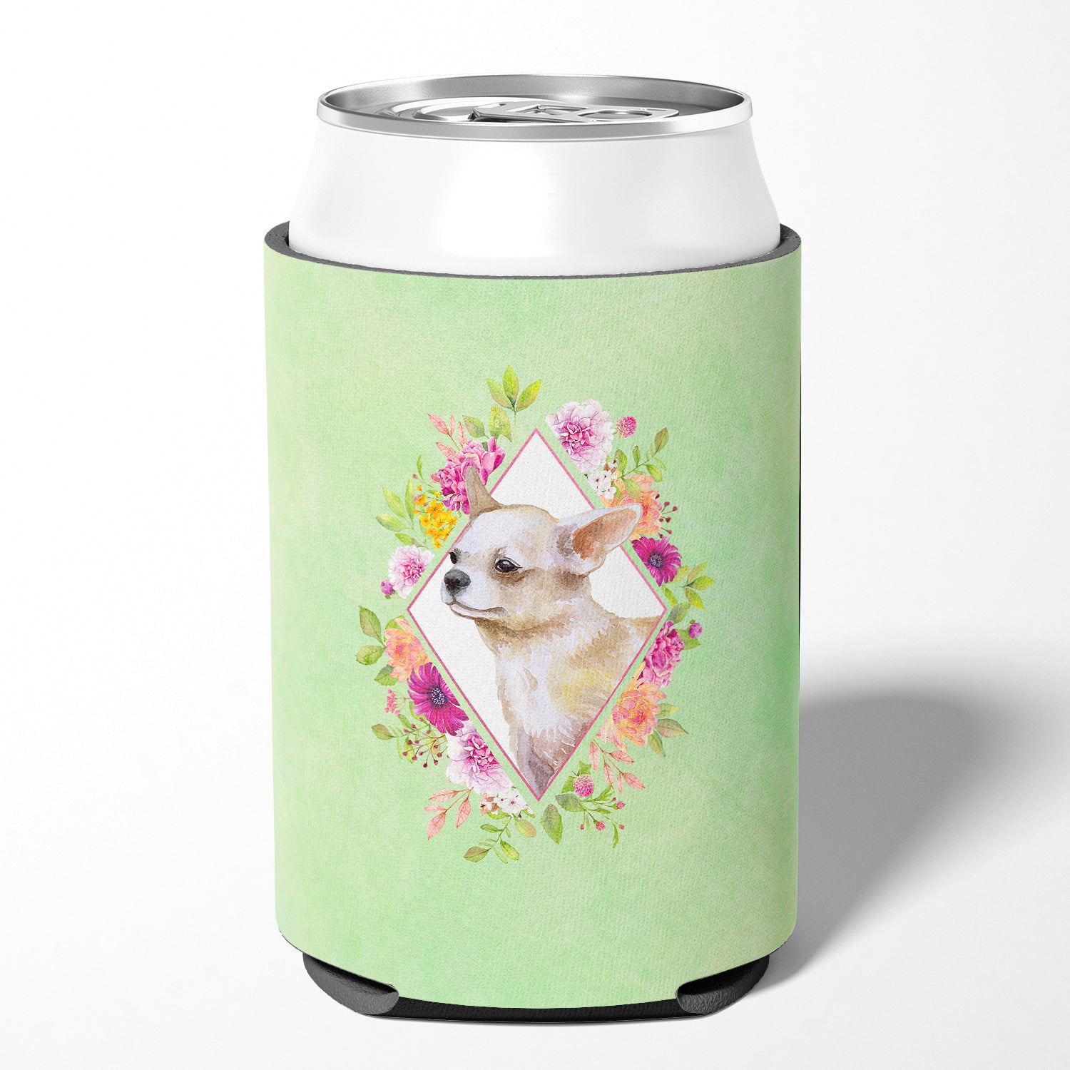 Chihuahua #2 Green Flowers Can or Bottle Hugger CK4289CC