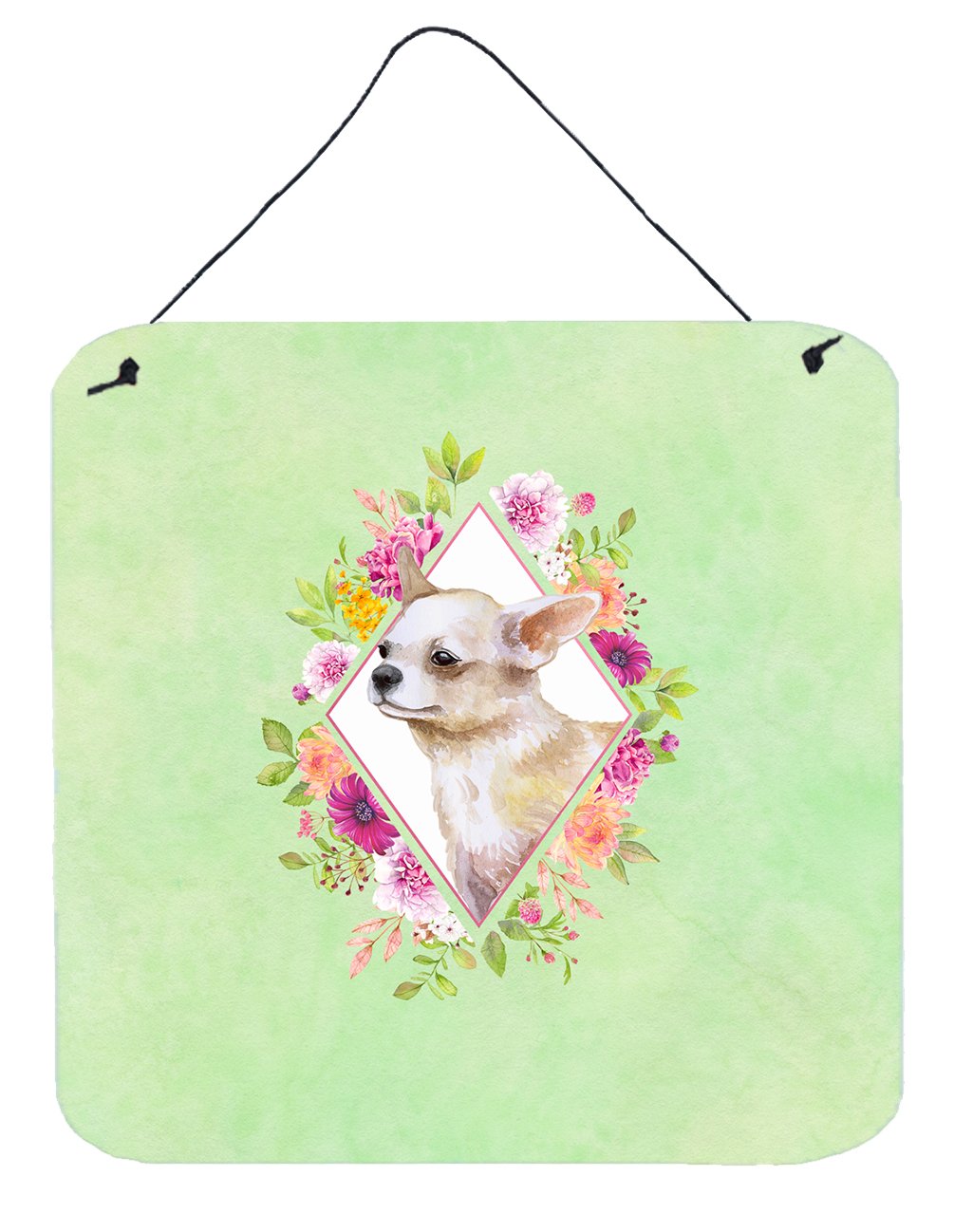 Chihuahua #2 Green Flowers Wall or Door Hanging Prints CK4289DS66 by Caroline's Treasures
