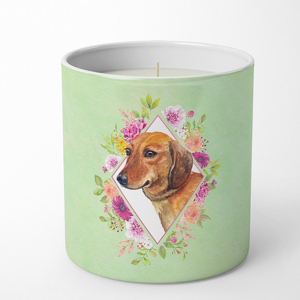 Dachshund Red #1 Green Flowers 10 oz Decorative Soy Candle CK4294CDL by Caroline's Treasures