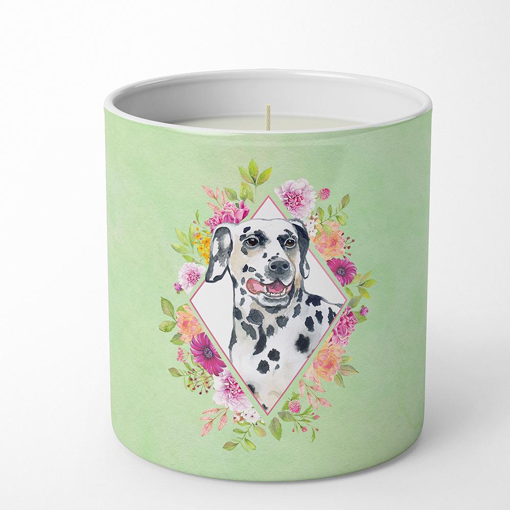 Dalmatian Green Flowers 10 oz Decorative Soy Candle CK4297CDL by Caroline's Treasures