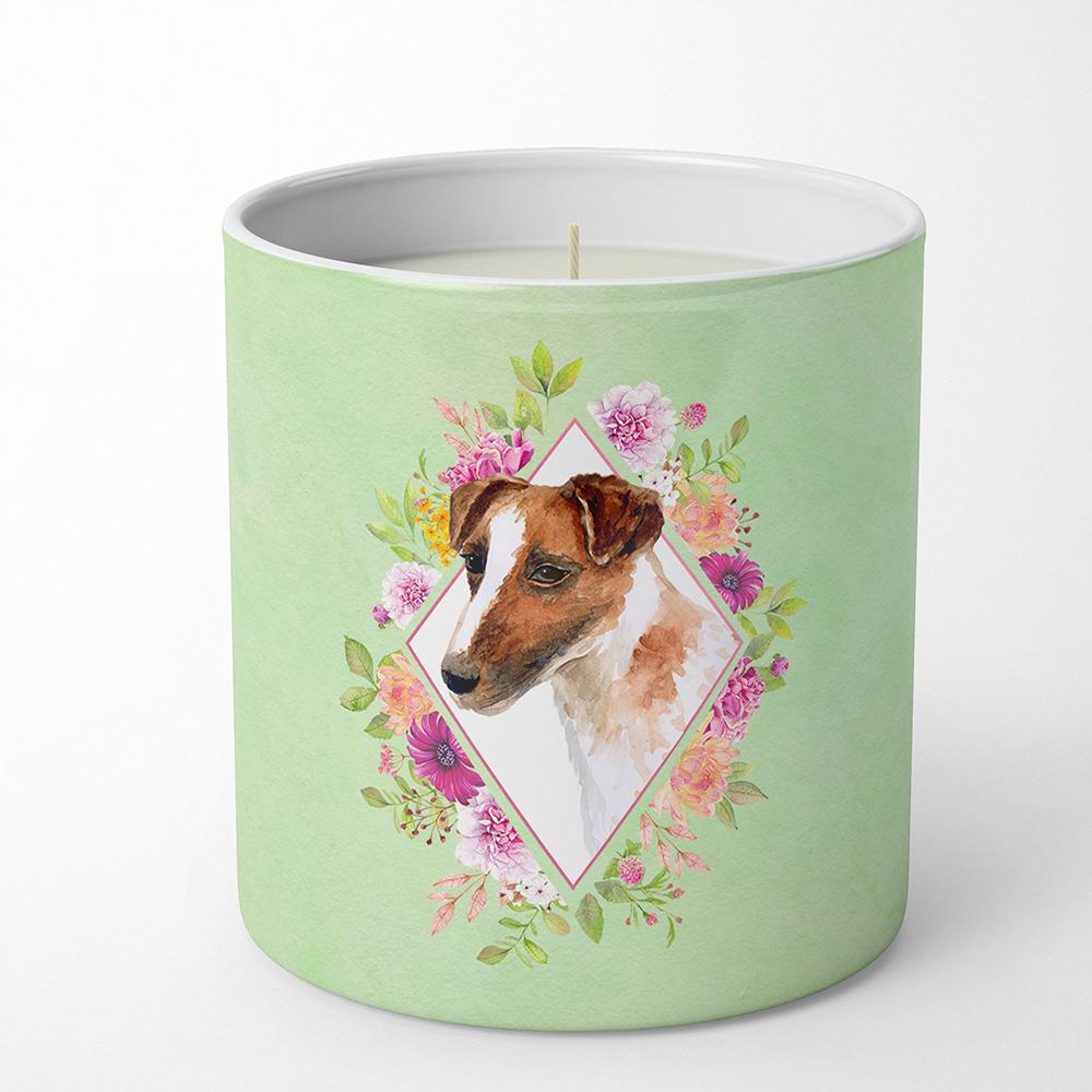 Jack Russell Terrier Green Flowers 10 oz Decorative Soy Candle CK4301CDL by Caroline's Treasures