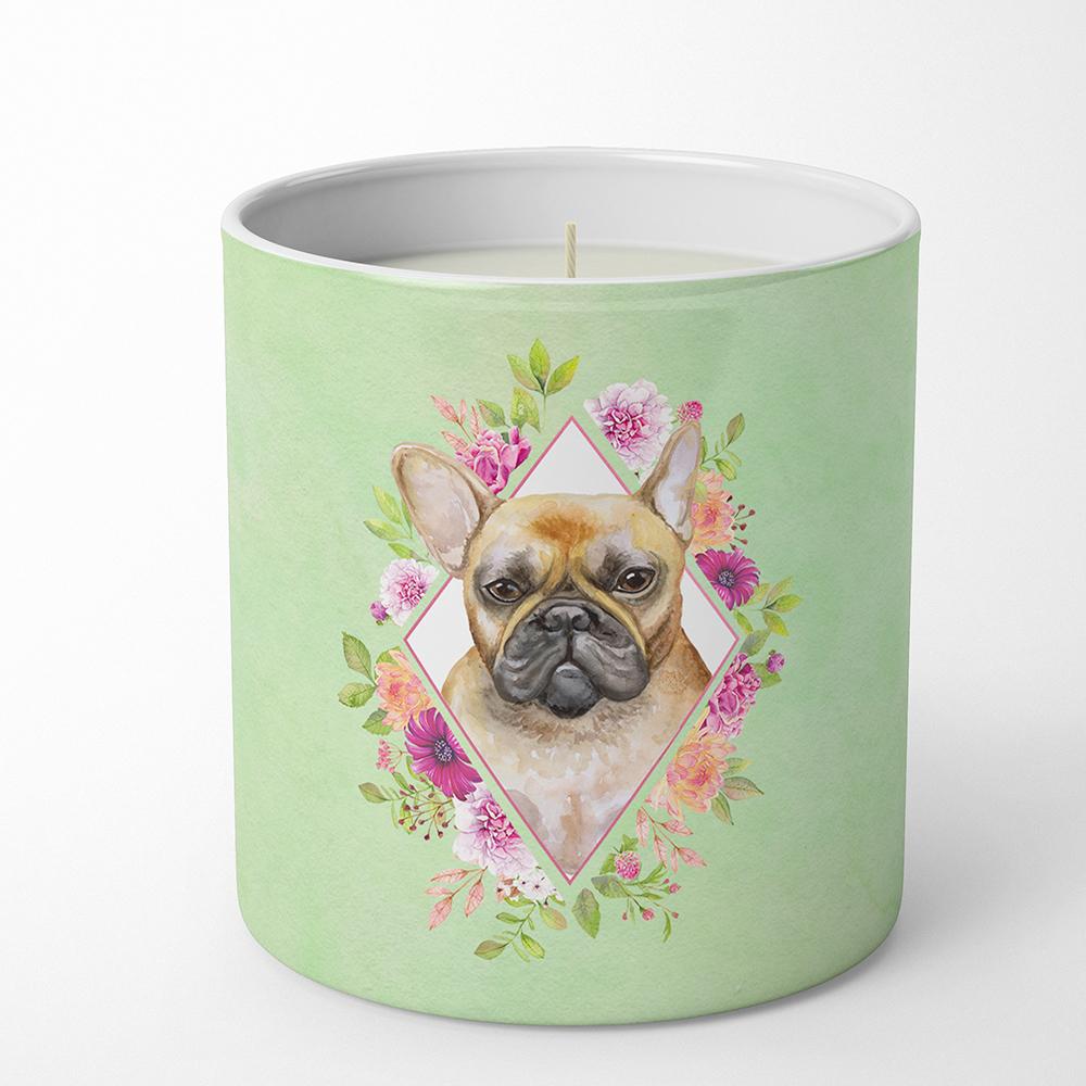 Fawn French Bulldog Green Flowers 10 oz Decorative Soy Candle CK4304CDL by Caroline's Treasures