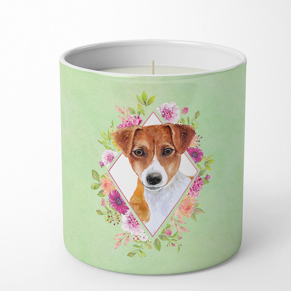 Jack Russell Terrier #2 Green Flowers 10 oz Decorative Soy Candle CK4316CDL by Caroline's Treasures