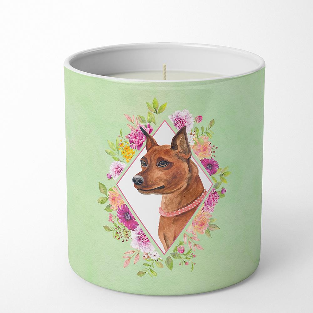 Miniature Pinscher Green Flowers 10 oz Decorative Soy Candle CK4321CDL by Caroline's Treasures