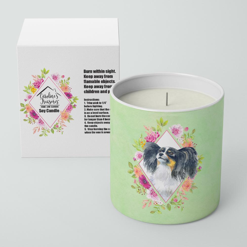 Papillon Green Flowers 10 oz Decorative Soy Candle CK4325CDL by Caroline's Treasures