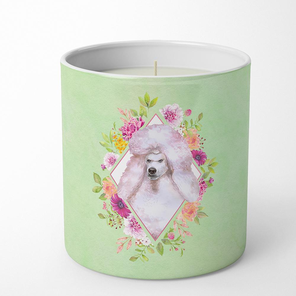 Standard White Poodle Green Flowers 10 oz Decorative Soy Candle CK4331CDL by Caroline's Treasures
