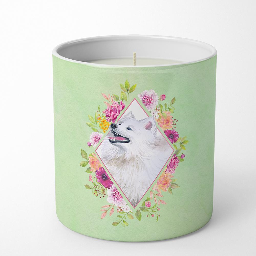 Samoyed Green Flowers 10 oz Decorative Soy Candle CK4337CDL by Caroline's Treasures