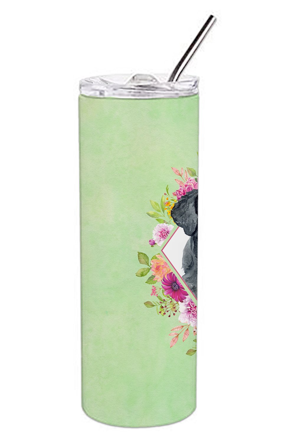 Giant Schnauzer Green Flowers Double Walled Stainless Steel 20 oz Skinny Tumbler CK4338TBL20 by Caroline's Treasures