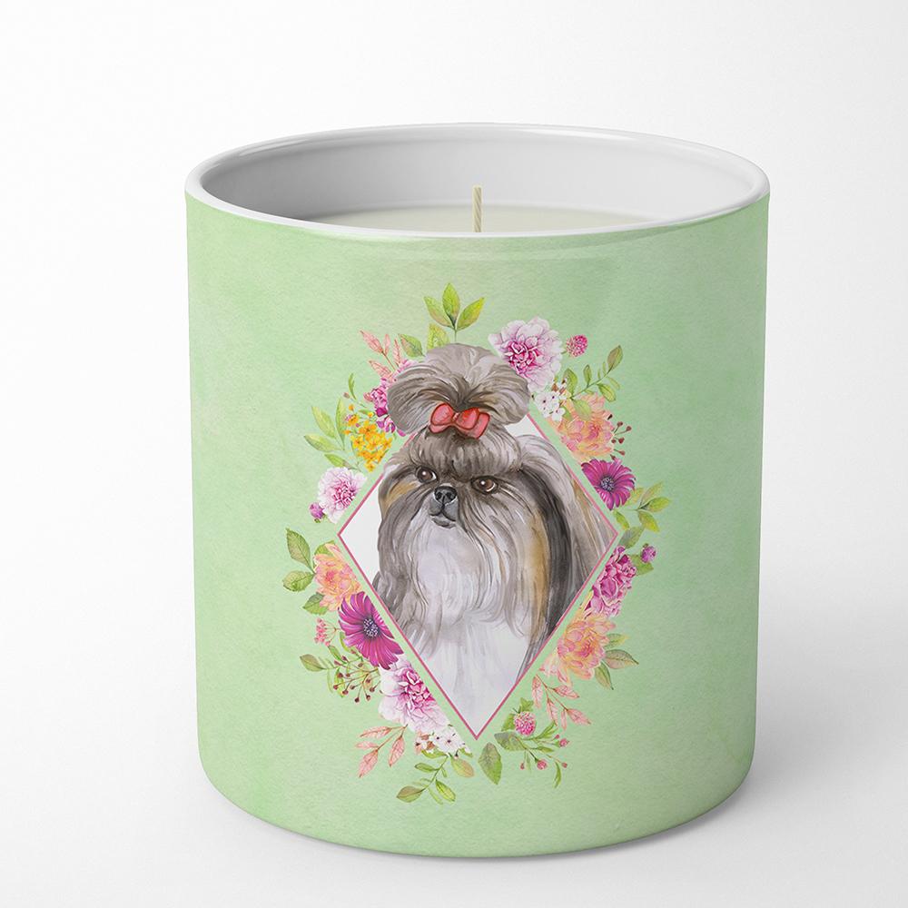 Shih Tzu Green Flowers 10 oz Decorative Soy Candle CK4344CDL by Caroline's Treasures