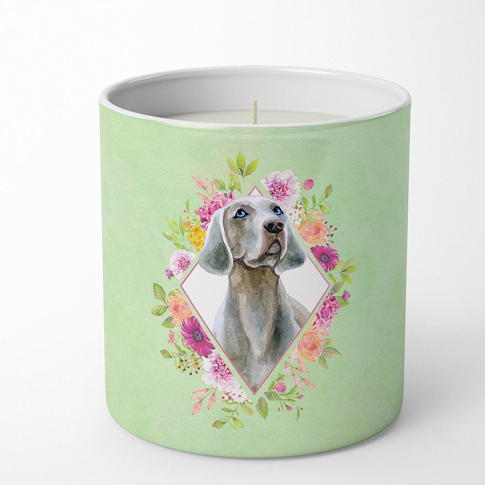 Weimaraner Green Flowers 10 oz Decorative Soy Candle CK4351CDL by Caroline's Treasures
