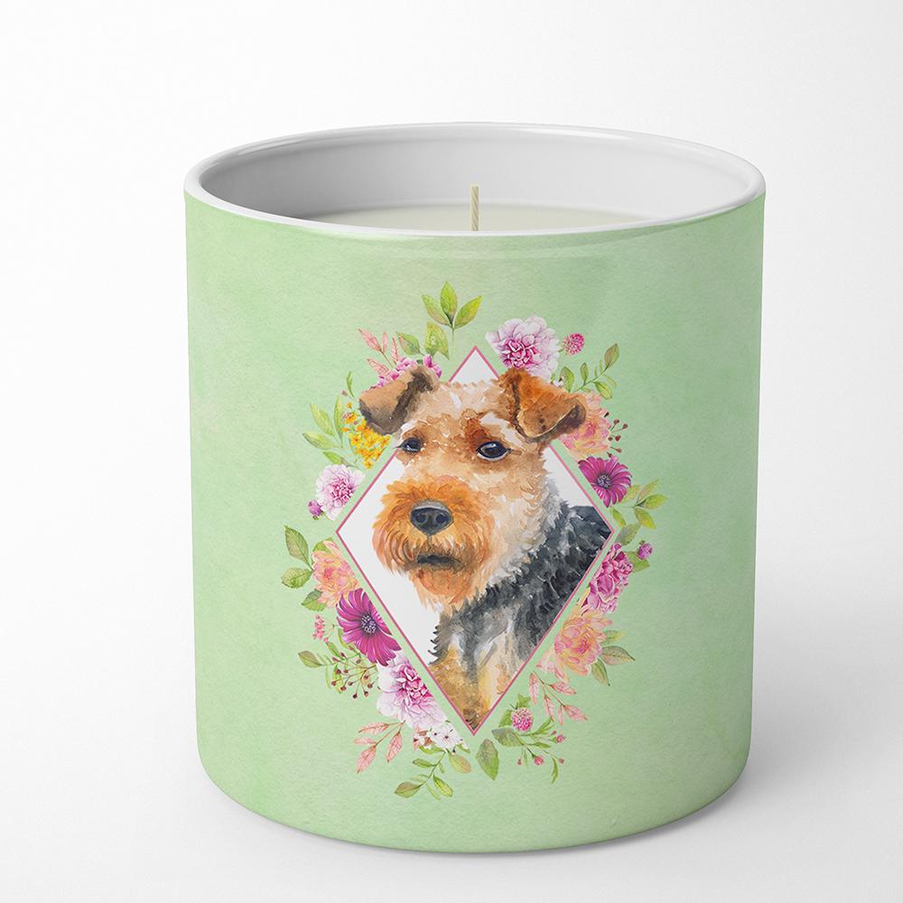 Welsh Terrier Green Flowers 10 oz Decorative Soy Candle CK4352CDL by Caroline's Treasures