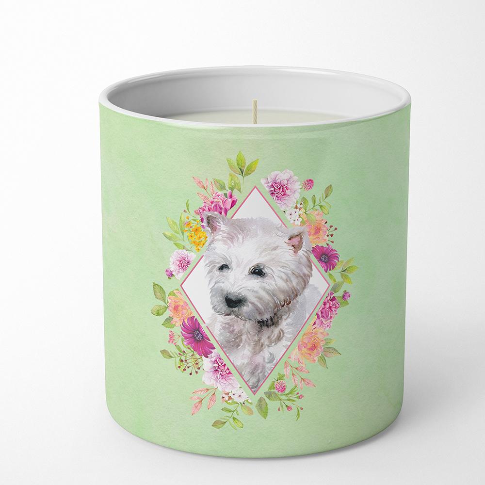 West Highland White Terrier Green Flowers 10 oz Decorative Soy Candle CK4353CDL by Caroline's Treasures