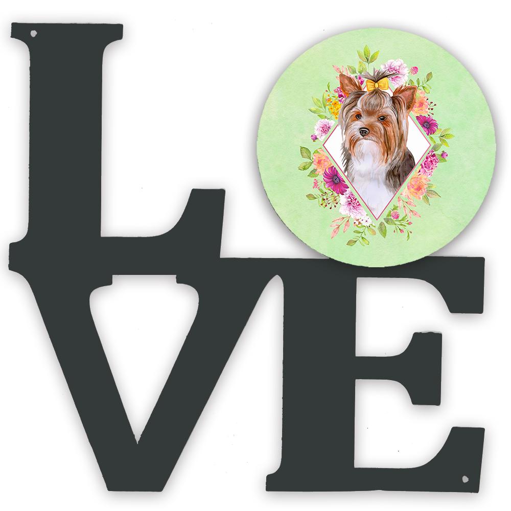 Yorkshire Terrier #1 Green Flowers Metal Wall Artwork LOVE CK4354WALV by Caroline's Treasures