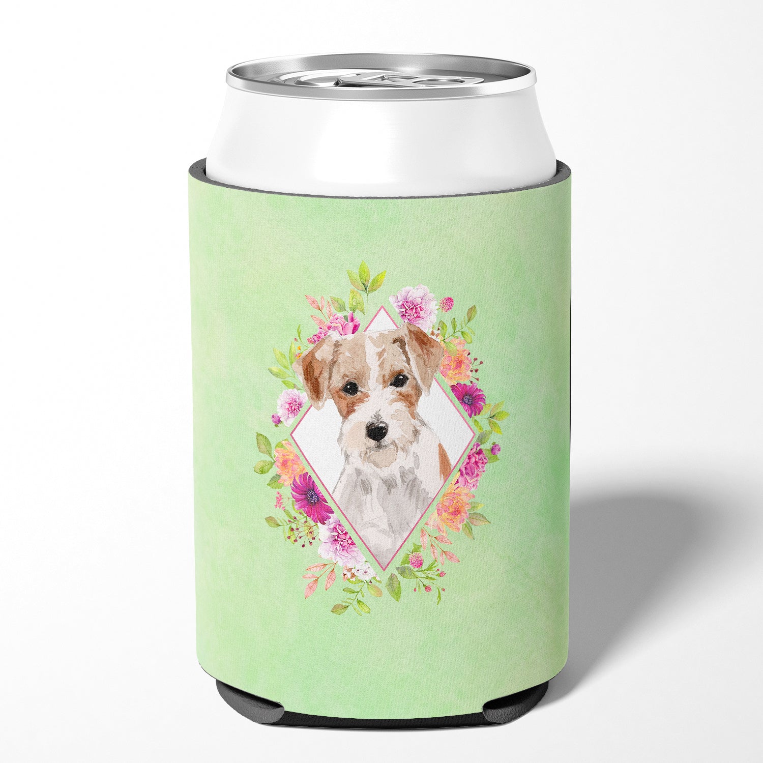 Jack Russell Terrier Green Flowers Can or Bottle Hugger CK4358CC
