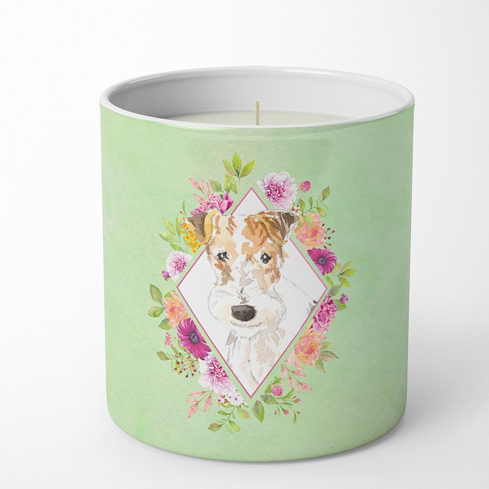 Fox Terrier Green Flowers 10 oz Decorative Soy Candle CK4359CDL by Caroline's Treasures