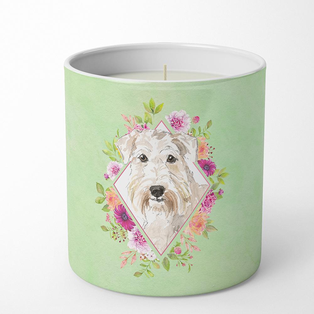 Wheaten Terrier Green Flowers 10 oz Decorative Soy Candle CK4362CDL by Caroline's Treasures