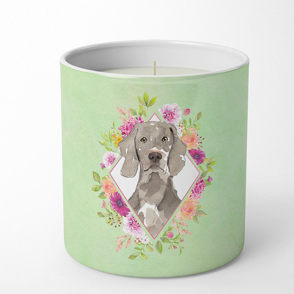 Weimaraner Green Flowers 10 oz Decorative Soy Candle CK4365CDL by Caroline's Treasures