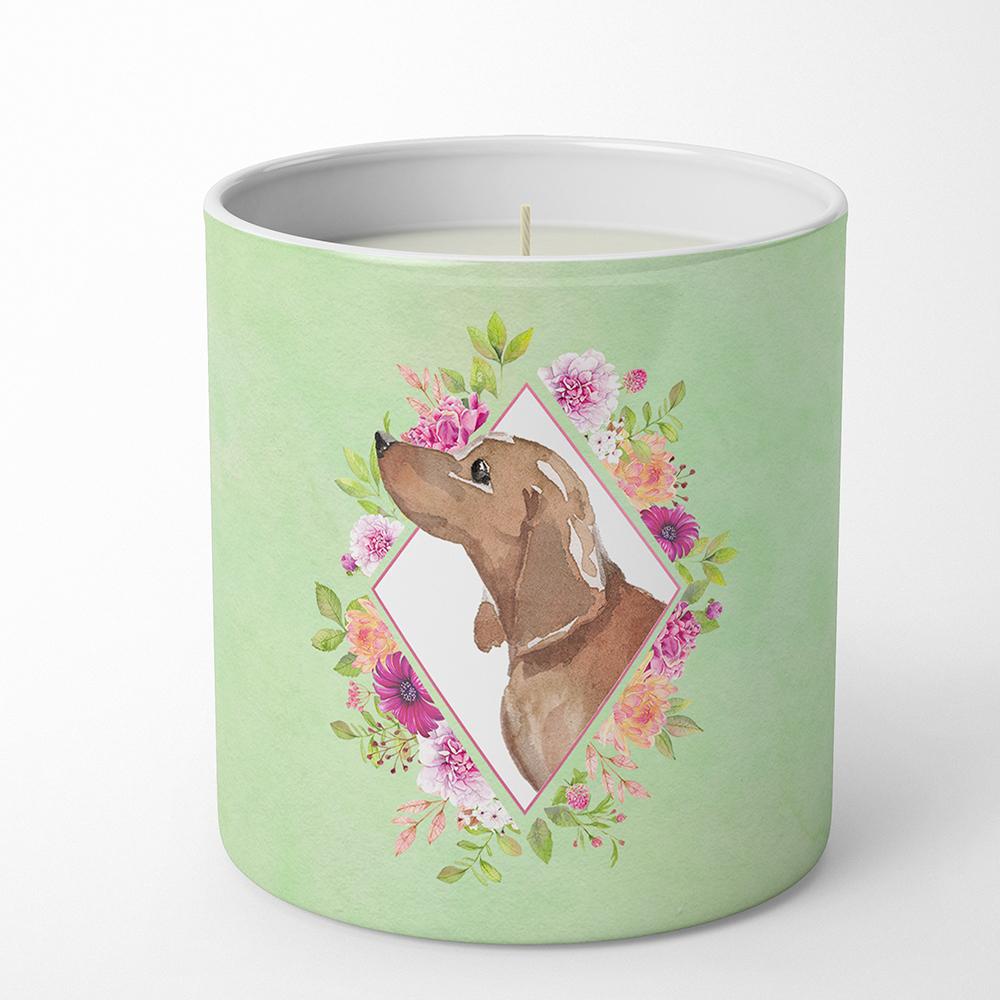 Dachshund Green Flowers 10 oz Decorative Soy Candle CK4367CDL by Caroline's Treasures