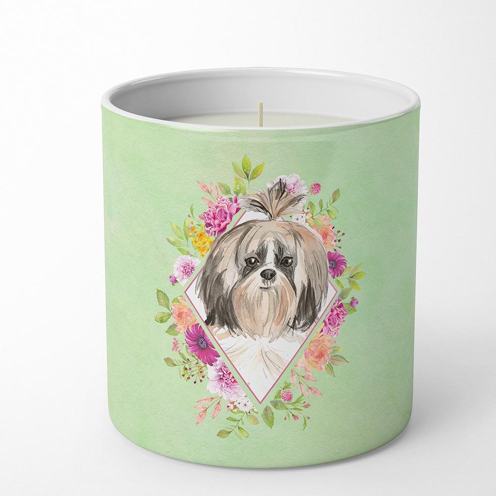 Shih Tzu Green Flowers 10 oz Decorative Soy Candle CK4372CDL by Caroline's Treasures