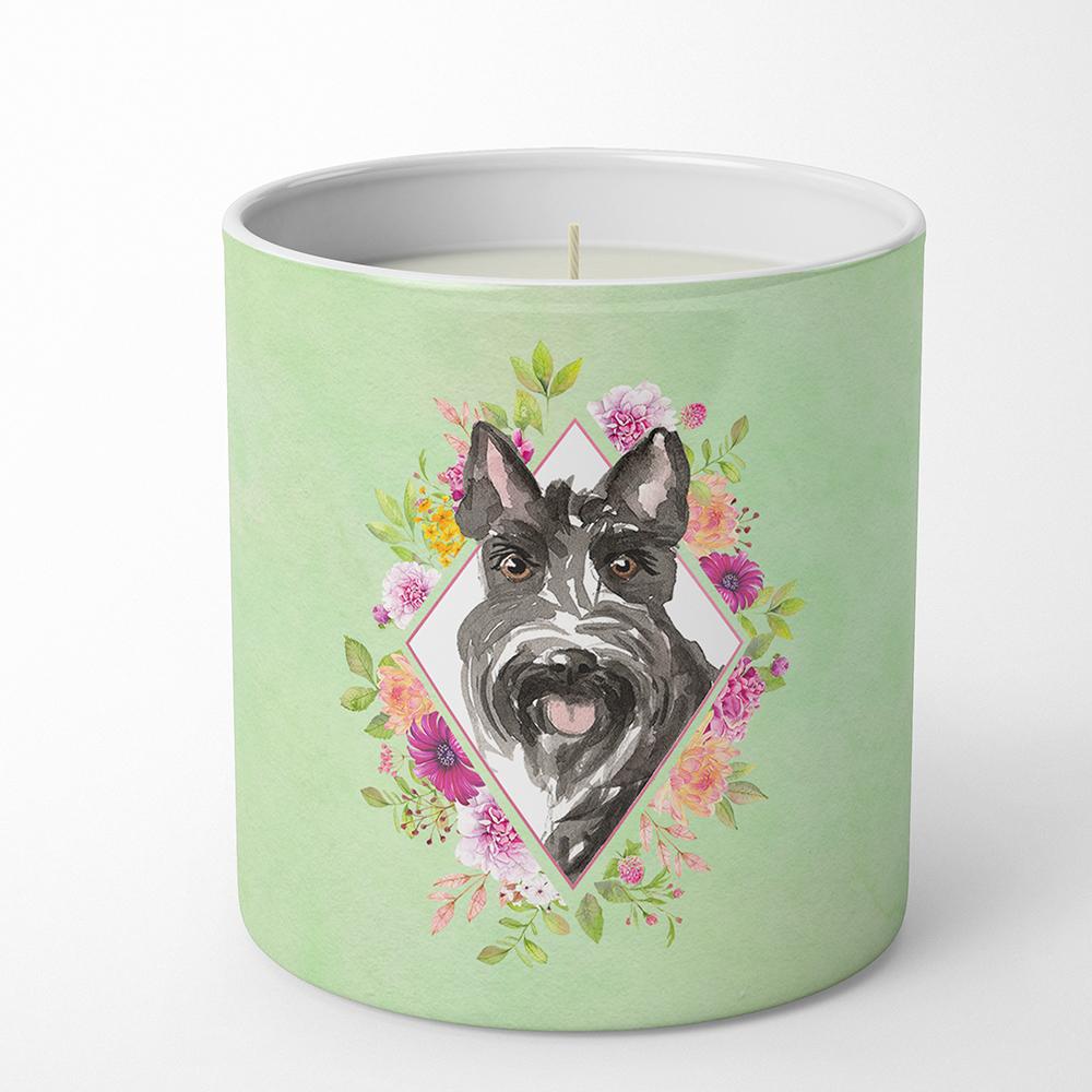 Scottish Terrier Green Flowers 10 oz Decorative Soy Candle CK4374CDL by Caroline's Treasures