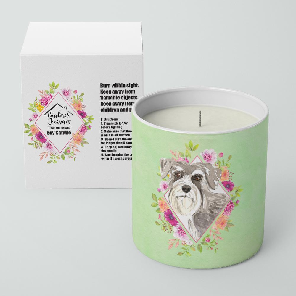 Schnauzer #1 Green Flowers 10 oz Decorative Soy Candle CK4375CDL by Caroline's Treasures