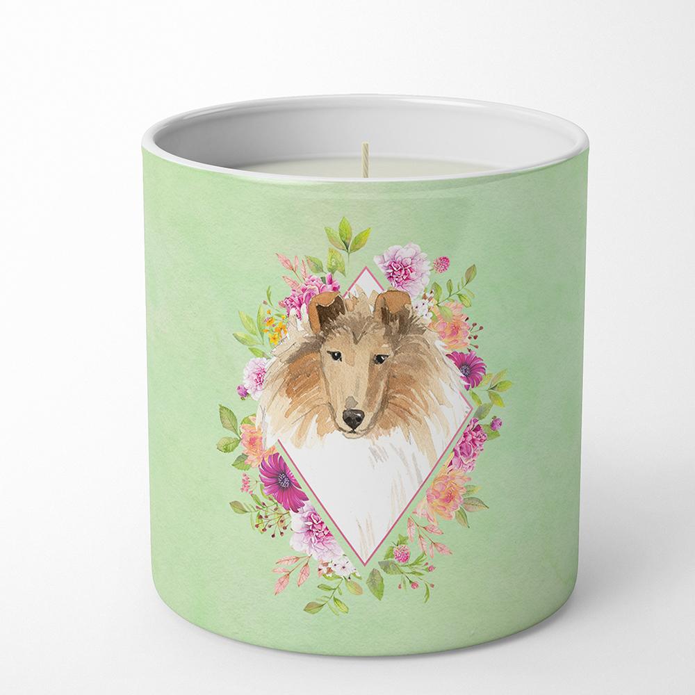 Collie Green Flowers 10 oz Decorative Soy Candle CK4376CDL by Caroline's Treasures