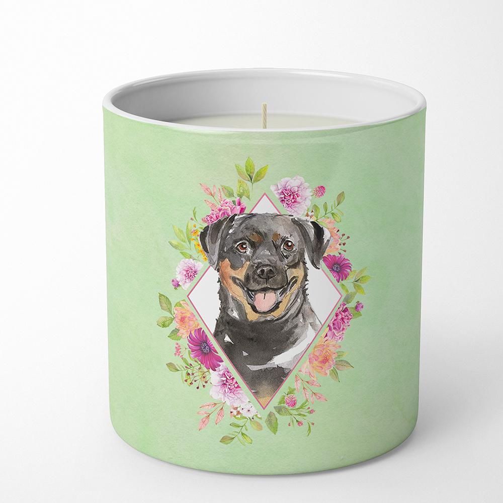 Rottweiler Green Flowers 10 oz Decorative Soy Candle CK4377CDL by Caroline's Treasures