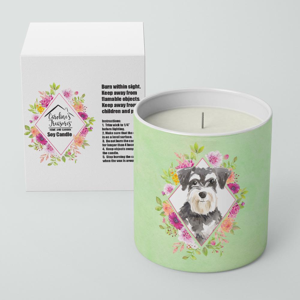 Schnauzer #2 Green Flowers 10 oz Decorative Soy Candle CK4382CDL by Caroline's Treasures