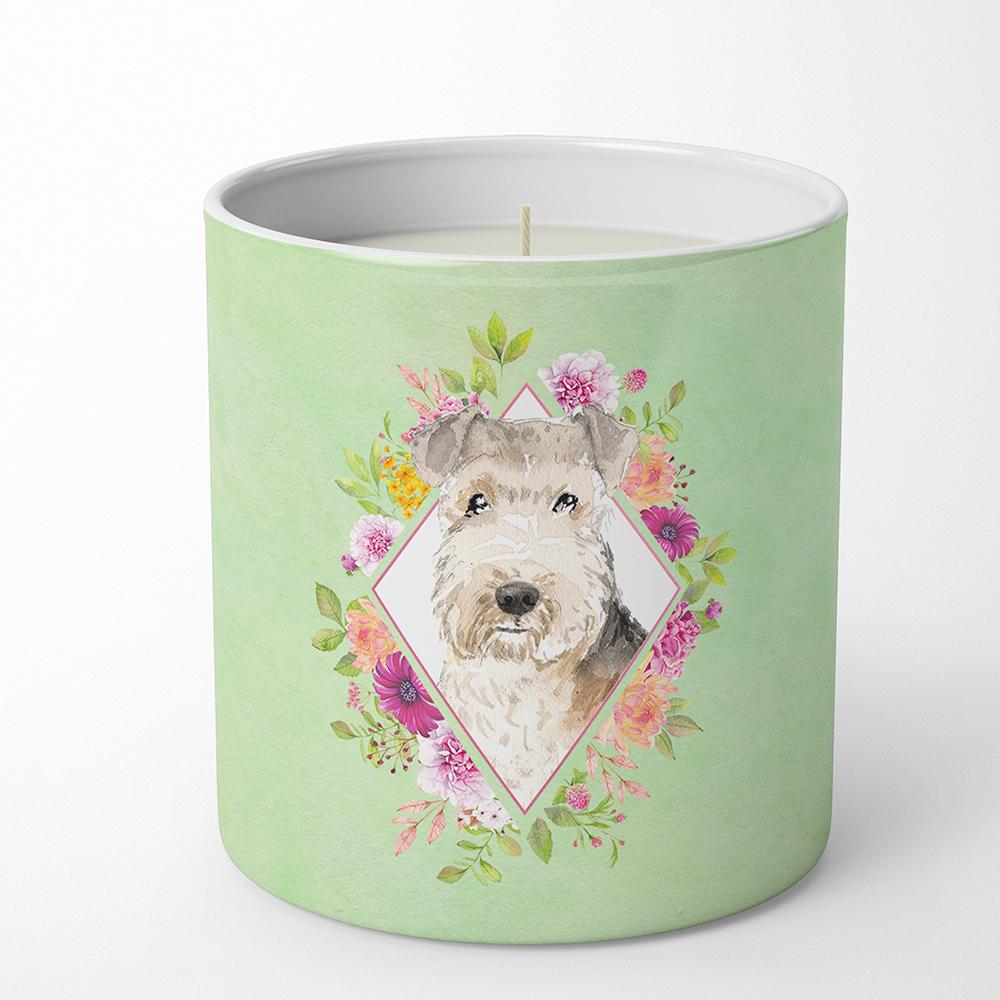 Lakeland Terrier Green Flowers 10 oz Decorative Soy Candle CK4386CDL by Caroline's Treasures