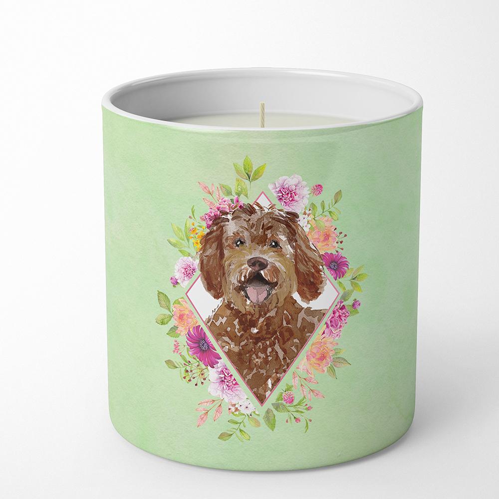 Labradoodle Green Flowers 10 oz Decorative Soy Candle CK4388CDL by Caroline's Treasures