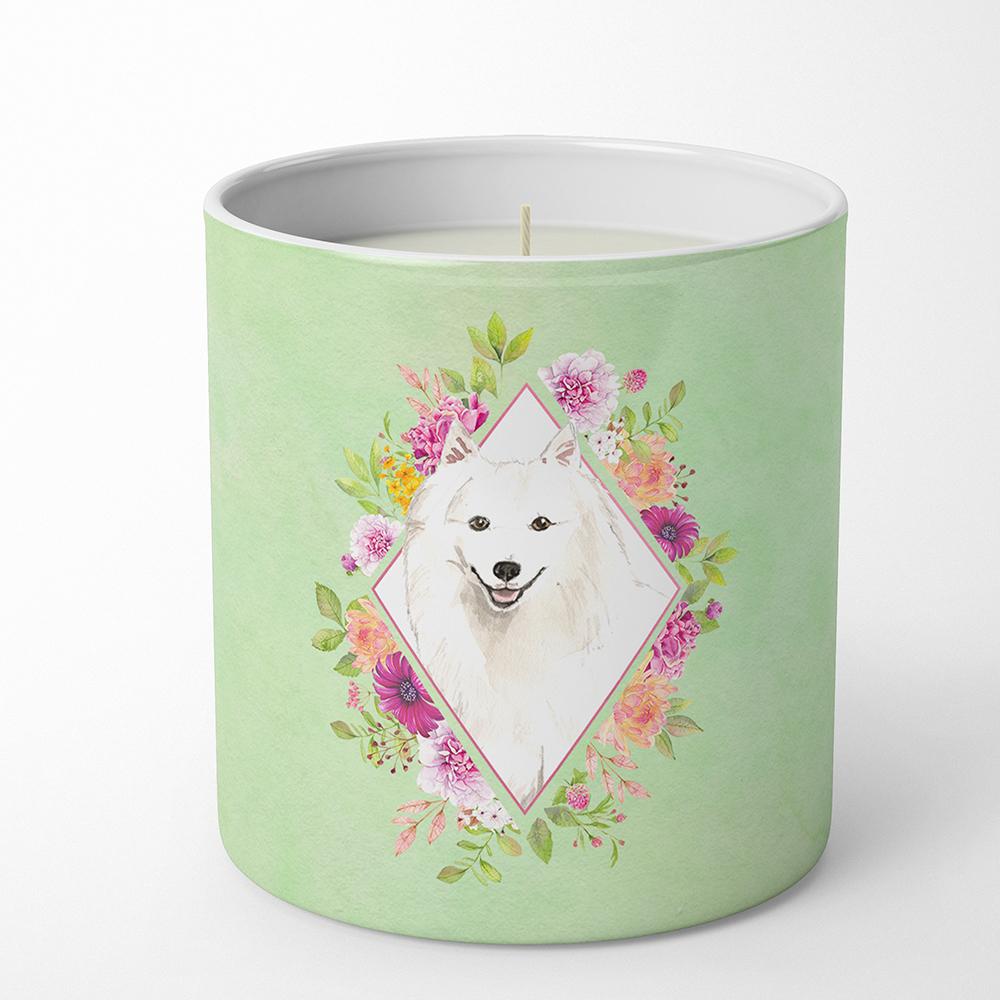 Japanese Spitz Green Flowers 10 oz Decorative Soy Candle CK4389CDL by Caroline's Treasures