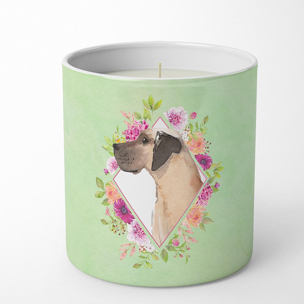 Fawn Great Dane Green Flowers 10 oz Decorative Soy Candle CK4394CDL by Caroline's Treasures