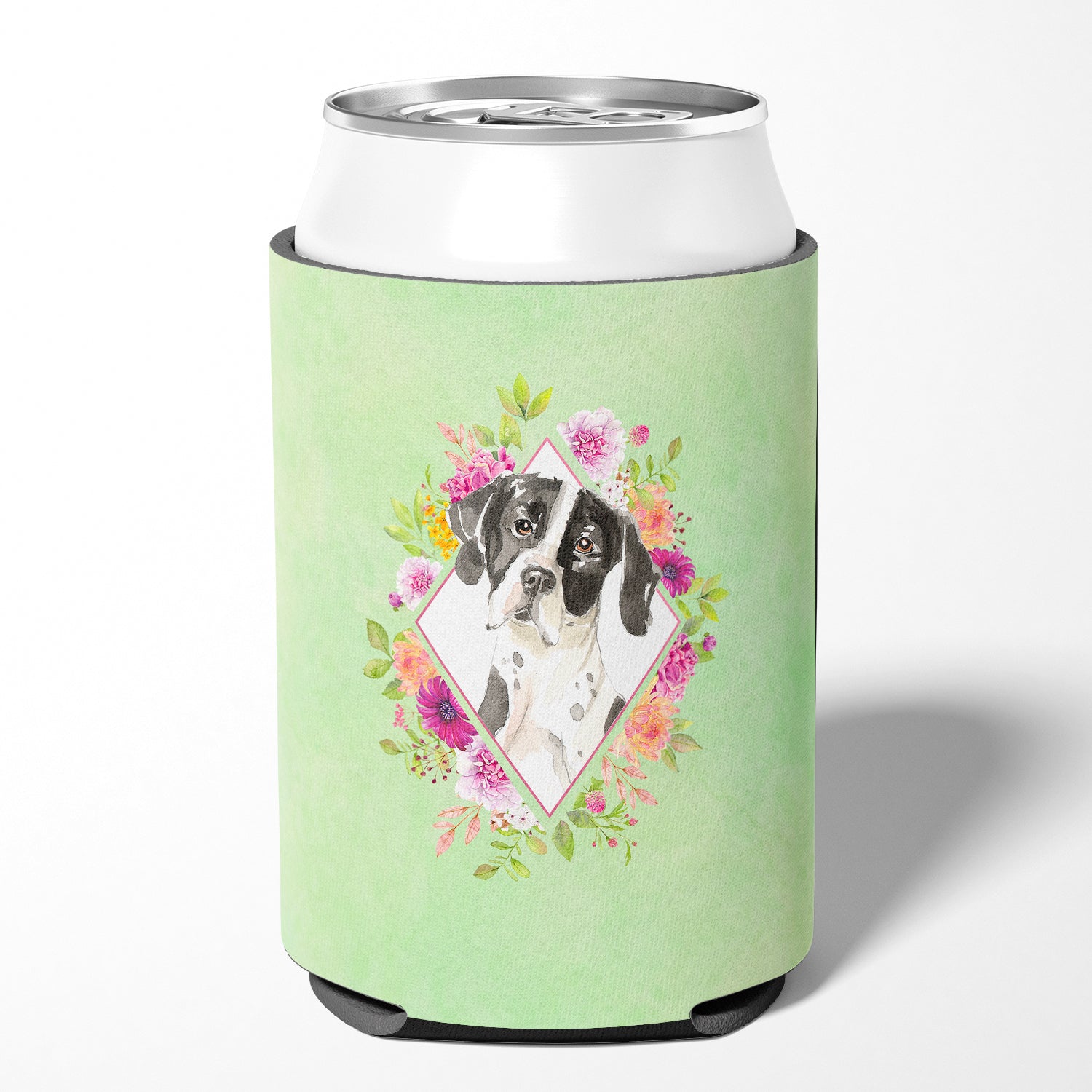 English Pointer Green Flowers Can or Bottle Hugger CK4399CC
