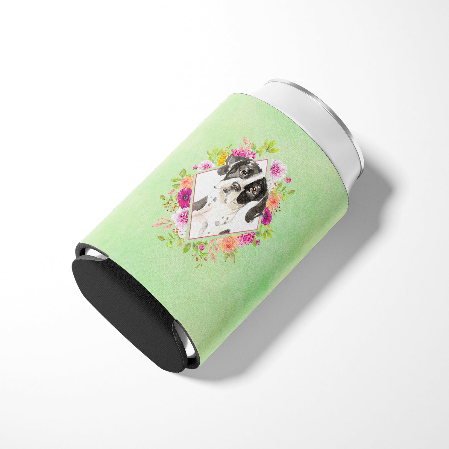 English Pointer Green Flowers Can or Bottle Hugger CK4399CC