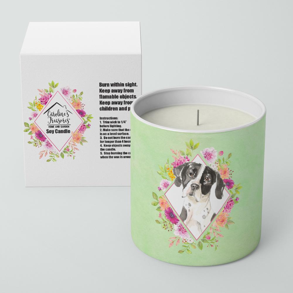 English Pointer Green Flowers 10 oz Decorative Soy Candle CK4399CDL by Caroline&#39;s Treasures
