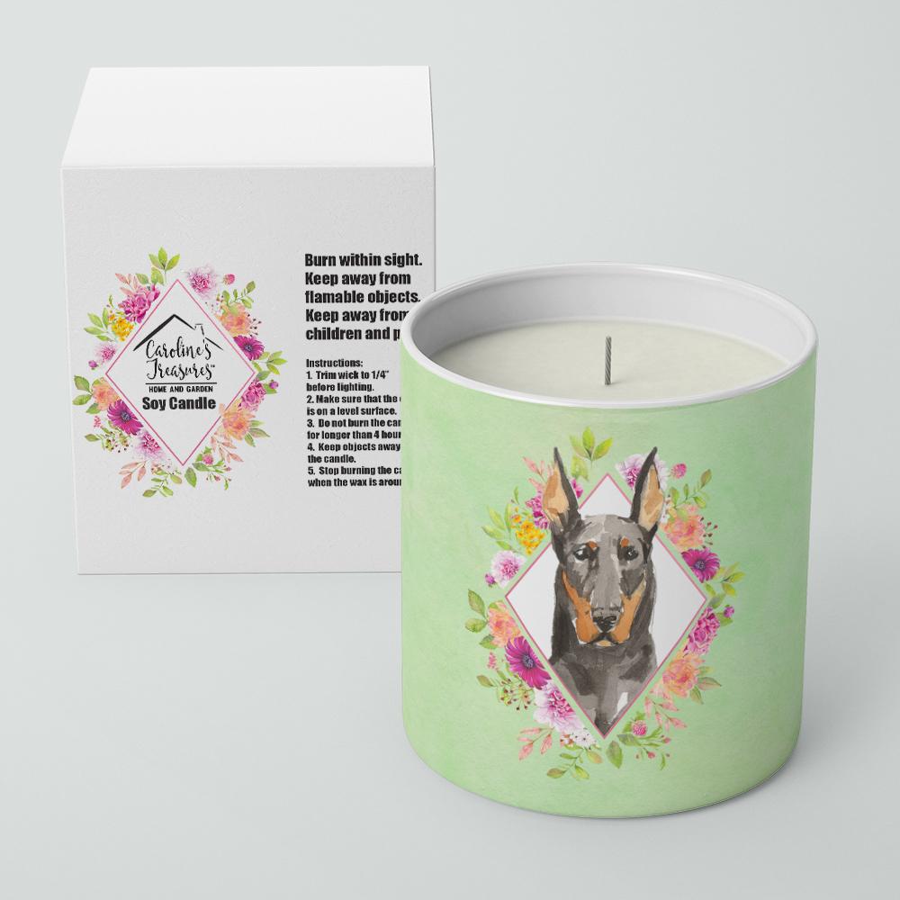 Doberman Pinsher Green Flowers 10 oz Decorative Soy Candle CK4401CDL by Caroline's Treasures