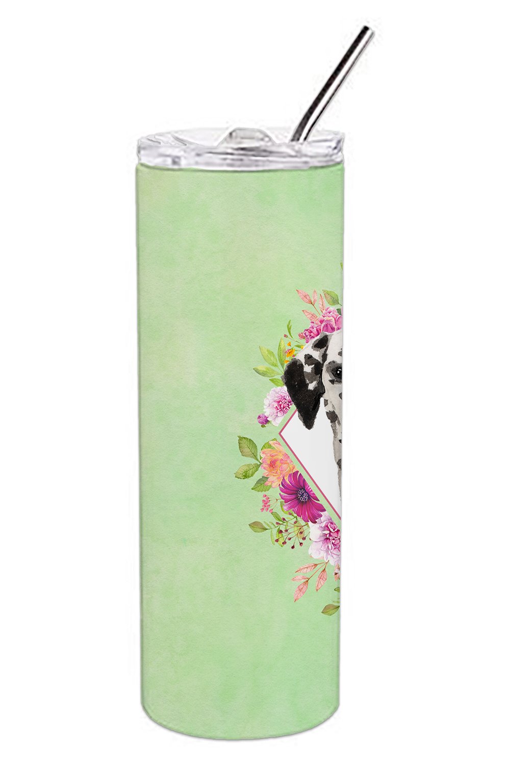Dalmatian Green Flowers Double Walled Stainless Steel 20 oz Skinny Tumbler CK4402TBL20 by Caroline's Treasures