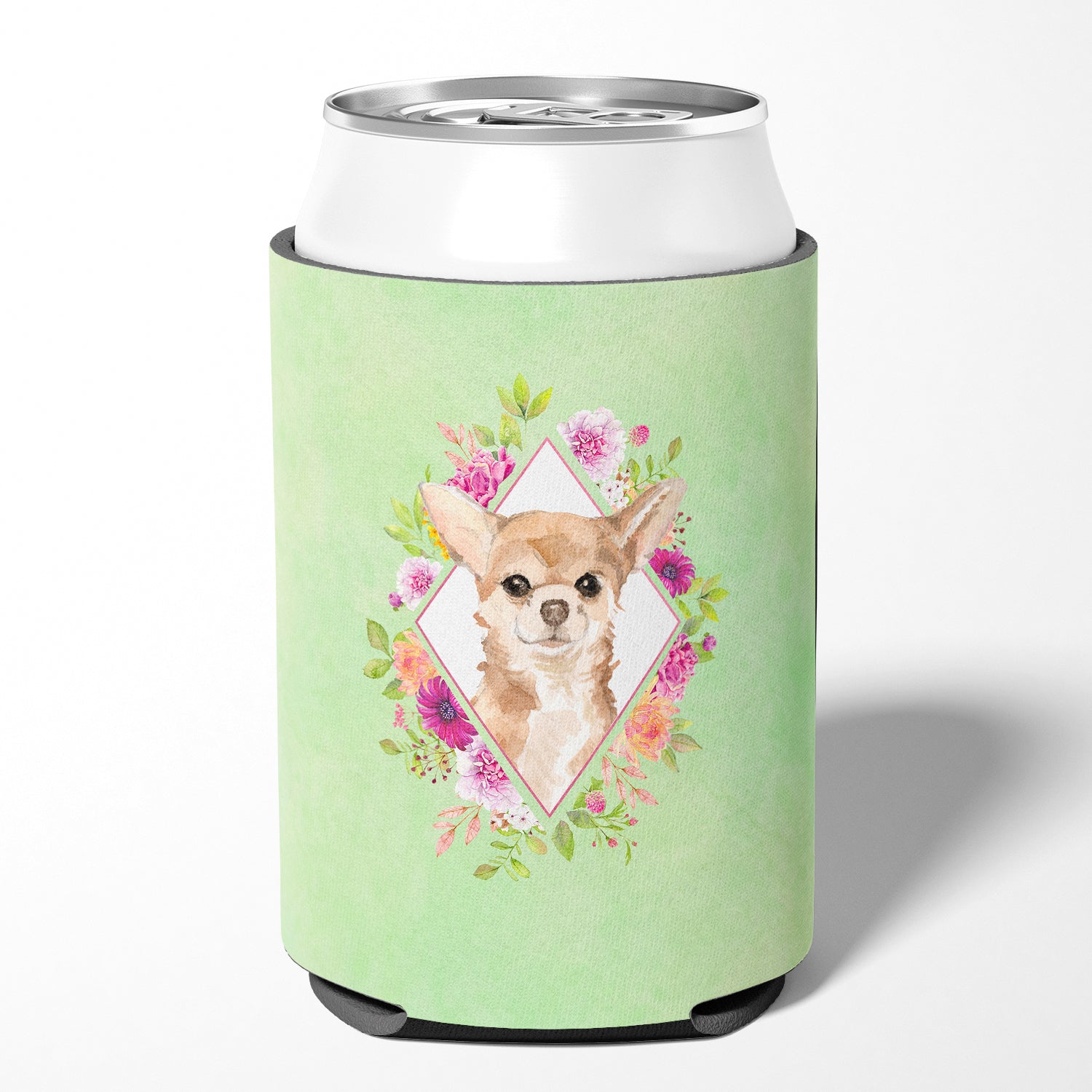 Chihuahua Green Flowers Can or Bottle Hugger CK4405CC