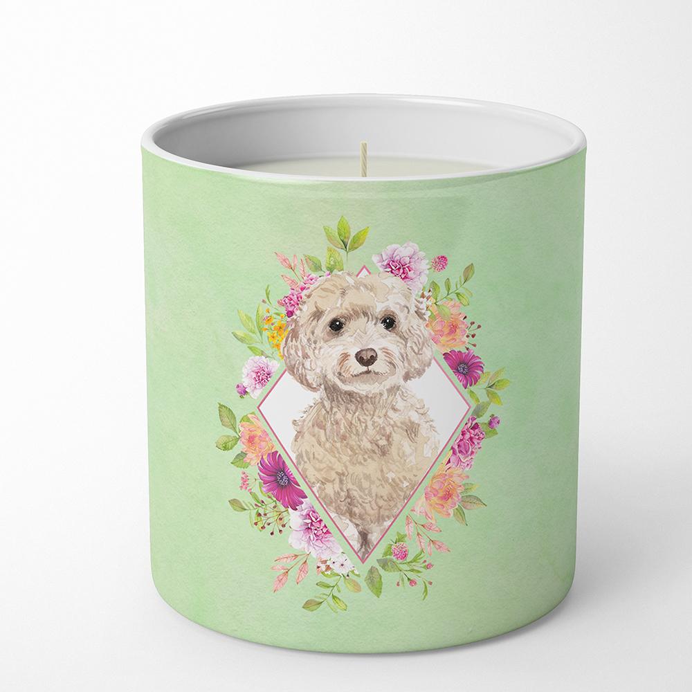 Champagne Cockapoo Green Flowers 10 oz Decorative Soy Candle CK4406CDL by Caroline's Treasures