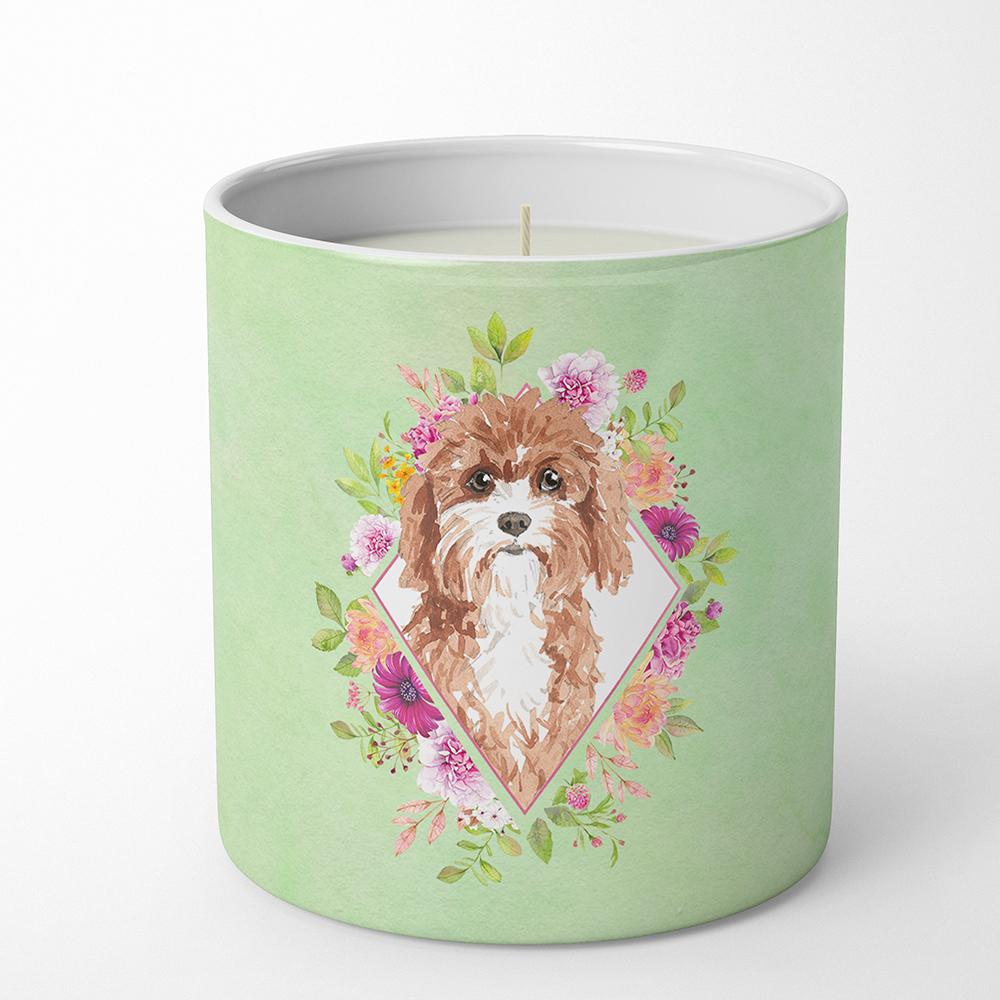 Cavapoo Green Flowers 10 oz Decorative Soy Candle CK4407CDL by Caroline's Treasures