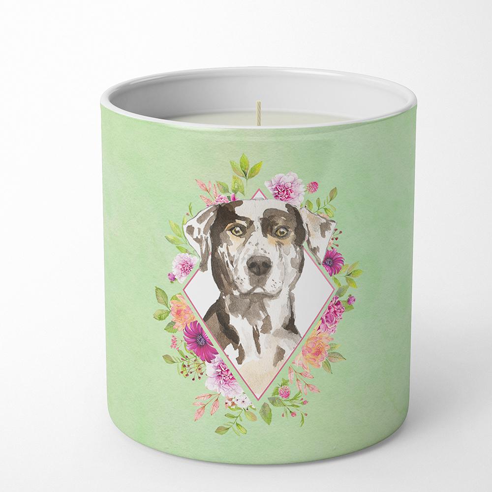 Catahoula Leopard Dog Green Flowers 10 oz Decorative Soy Candle CK4409CDL by Caroline's Treasures