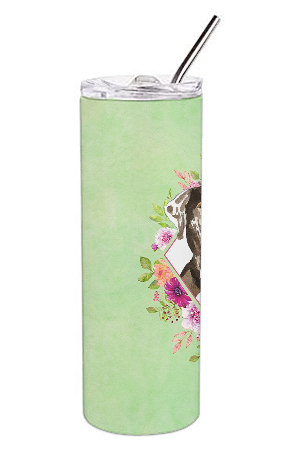 Catahoula Leopard Dog Green Flowers Double Walled Stainless Steel 20 oz Skinny Tumbler CK4409TBL20 by Caroline's Treasures