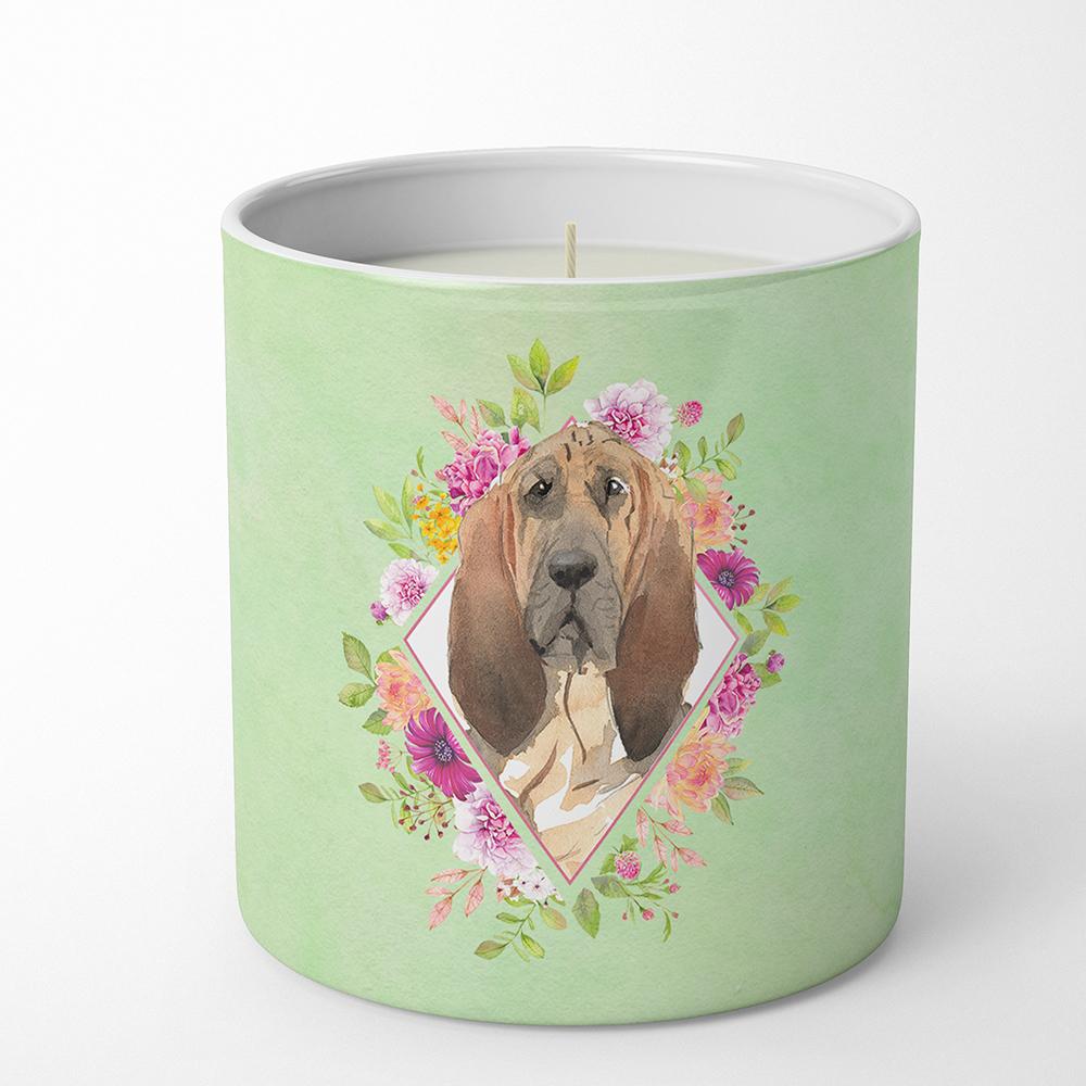 Bloodhound Green Flowers 10 oz Decorative Soy Candle CK4419CDL by Caroline's Treasures