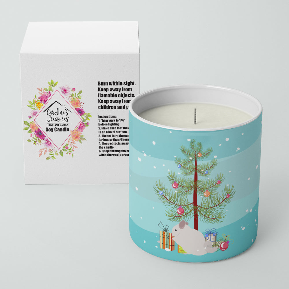 Pink and White Chinchilla Merry Christmas 10 oz Decorative Soy Candle - the-store.com