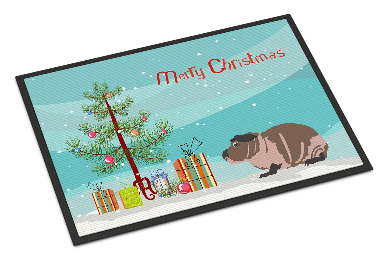 Skinny Guinea Pig Merry Christmas Indoor or Outdoor Mat 24x36 CK4447JMAT by Caroline's Treasures