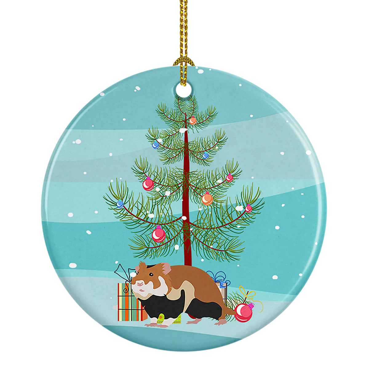 Buy this European Hamster Merry Christmas Ceramic Ornament