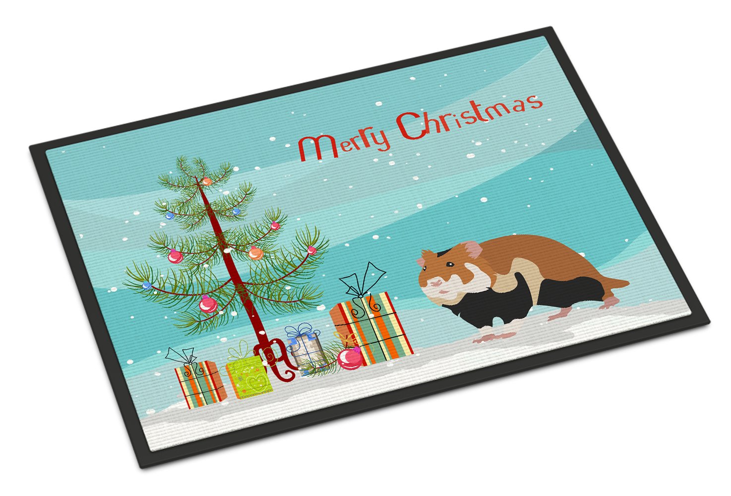 European Hamster Merry Christmas Indoor or Outdoor Mat 24x36 CK4453JMAT by Caroline's Treasures
